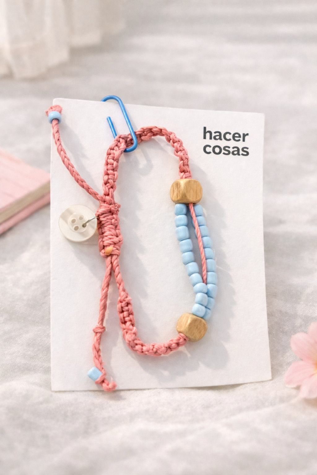 Pulsera botón celeste